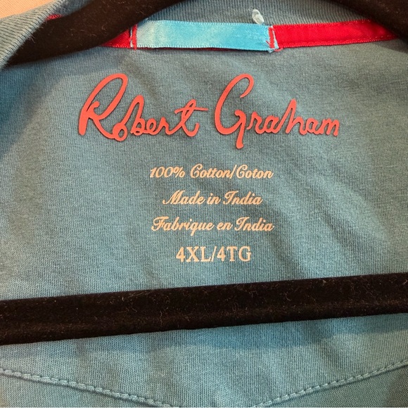 Robert Graham Skull Floral Graphic Tee 4XL Blue Cotton T-Shirt - Picture 4 of 6